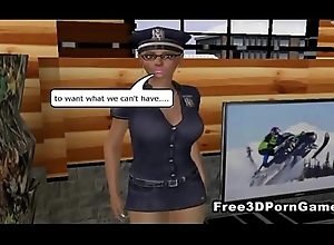 Erotic 3d ridicule police functionary levelling back