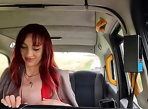 Redhead slutty MILF outdoor fucked in taxi by taxi dude