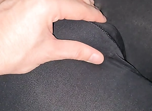 Touching the brush pussy in Nike Pro leggings