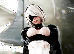 Nier Automata - 2B Riding coupled with Creampied in Camp (4K Animation with Sound)