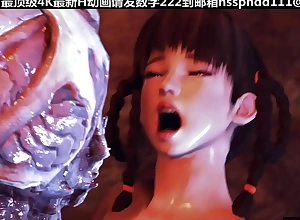 Classic 4K 3D Animation be useful to Sexy Young Girl and Hanging Demon Dragon
