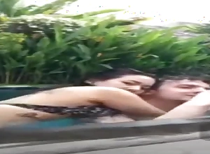 Indonesian fuck in pool by way of live