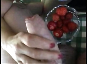 Cum on table - strawberries