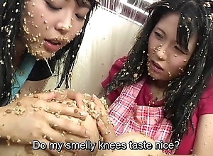 Subtitled pioneering japanese natto sploshing lesbos